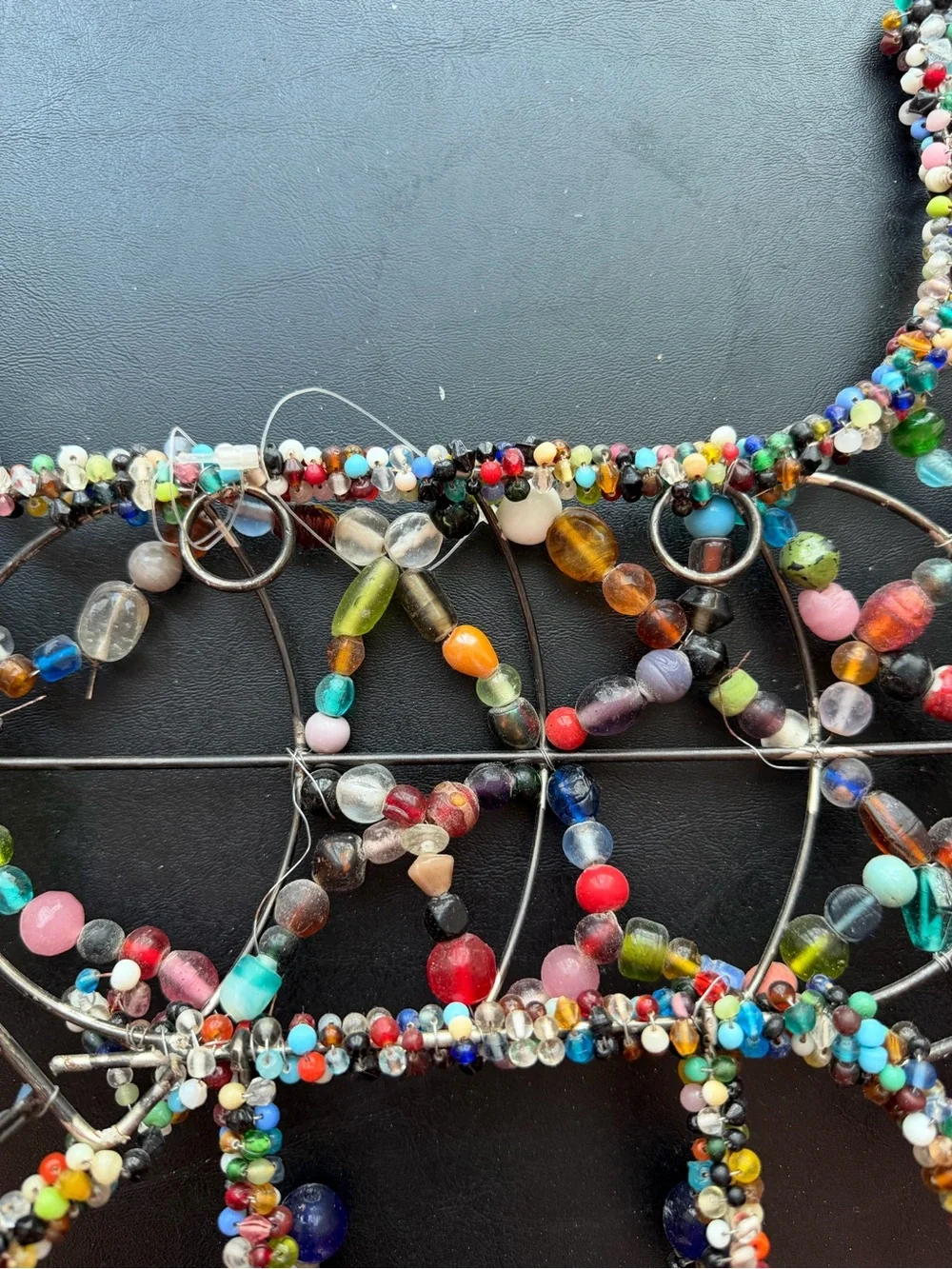 Handmade Dog Multicolor Beaded Wall Hook Rack
